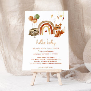 Póster Bienvenidos a Baby Shower de Boho Woodland Animals