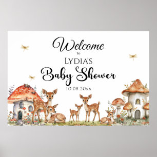 Póster Bienvenidos a Baby Shower de Boho Woodland Forest