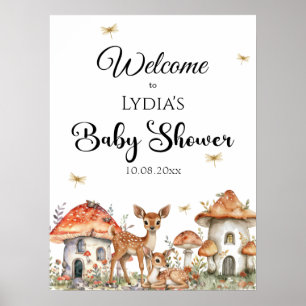 Póster Bienvenidos a Baby Shower de Boho Woodland Forest 