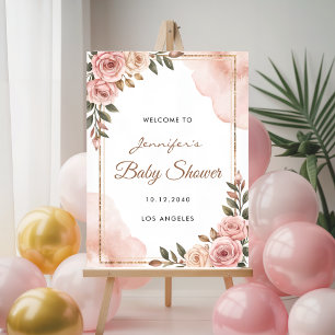 Póster Bienvenidos a Baby Shower de bonito Garden Flowers