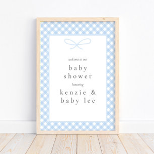 Póster Bienvenidos a Baby Shower de Bow Blue Plaid