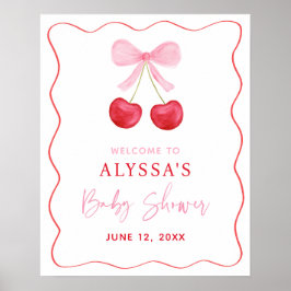 Póster Bienvenidos a Baby Shower de Bow Cherry Pink