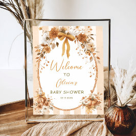 Póster Bienvenidos a Baby Shower de Bow Floral Vintage Pu