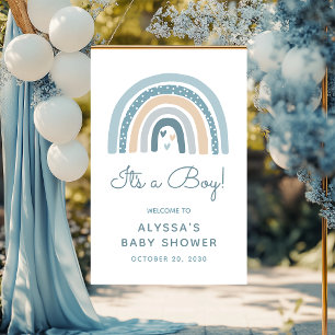Póster Bienvenidos a Baby Shower de Boy Boho Rainbow