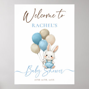 Póster Bienvenidos a Baby Shower de Bunny Rabbit Balloons