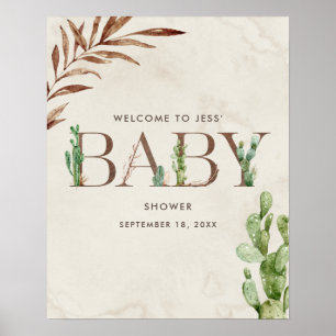 Póster Bienvenidos a Baby Shower de Cactus Leather