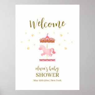 Póster Bienvenidos a Baby Shower de Carrusel Elegante de 