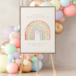Póster Bienvenidos a Baby Shower de color arcoiris de col