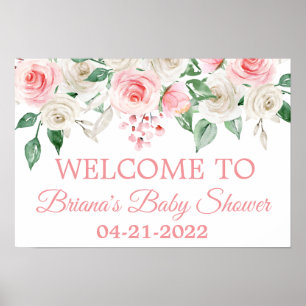 Póster Bienvenidos a Baby Shower de color rosa de Rubor P