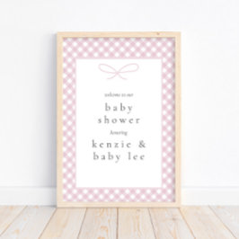 Póster Bienvenidos a Baby Shower de color rosa rosado sen