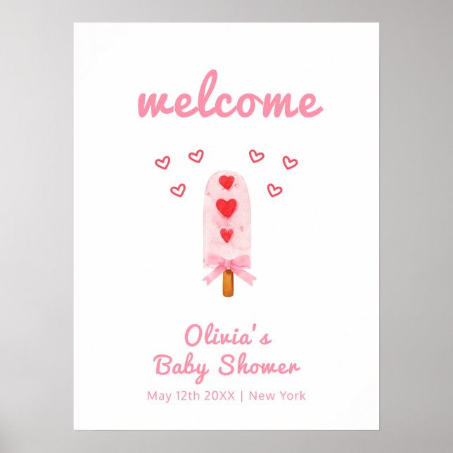 Póster Bienvenidos a Baby Shower de Crema Pop de Hielo de (Frente)