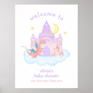 Póster Bienvenidos a Baby Shower de Cuestionate Dragon Un