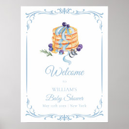 Póster Bienvenidos a Baby Shower de Cute French Blueberry