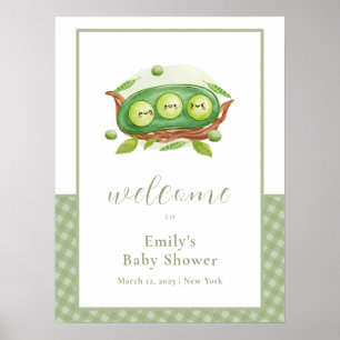 Póster Bienvenidos a Baby Shower de Cute Green Gingham Sw