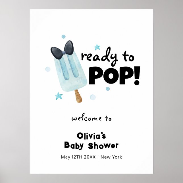 Póster Bienvenidos a Baby Shower de Cute Modern Bow Ice C (Frente)