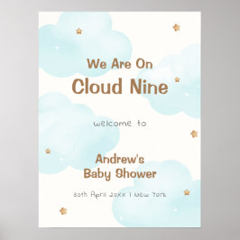 Póster Bienvenidos a Baby Shower de Cute Neutral Cloud Nu