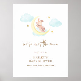 Póster Bienvenidos A Baby Shower De Cute Over The Moon Bu