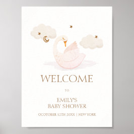 Póster Bienvenidos a Baby Shower de Cute Princess Swan Mo