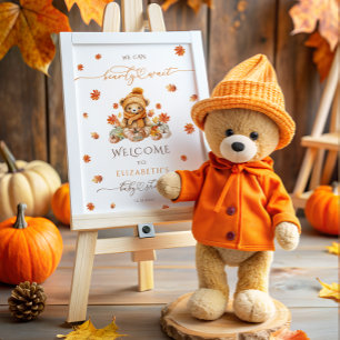 Póster Bienvenidos a Baby Shower de Cute Teddy Bear & Pum