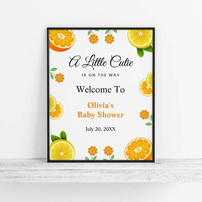 Póster Bienvenidos a Baby Shower de Cutie Lemon Citrus (A Little Cutie Lemon Citrus Baby Shower Welcome Sign )