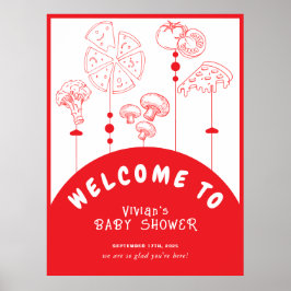 Póster Bienvenidos a Baby Shower de entrega especial Pizz