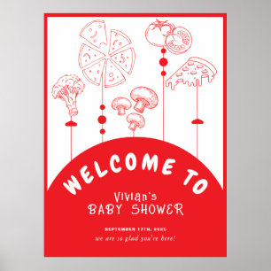 Póster Bienvenidos a Baby Shower de entrega especial Pizz