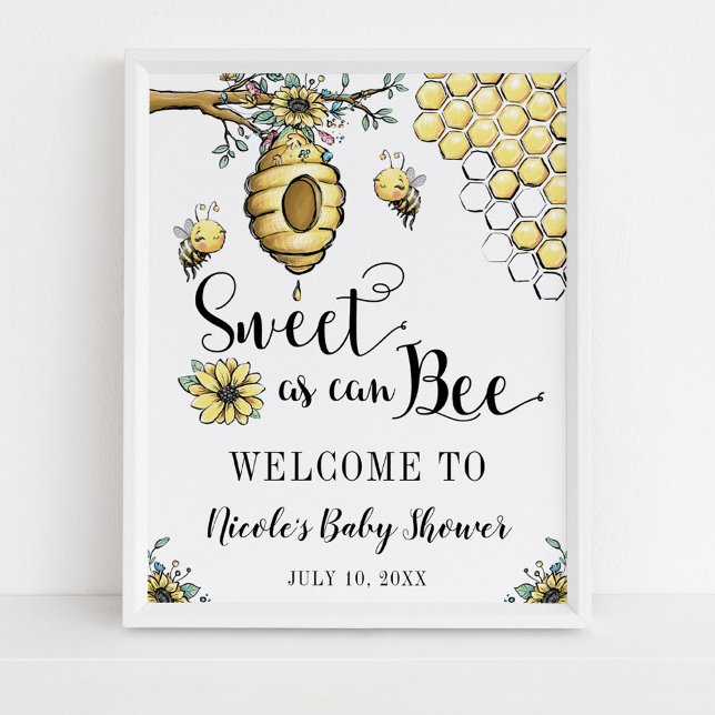 Póster Bienvenidos a Baby Shower de Floral Beehive Honey  (Subido por el creador)