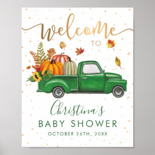 Póster Bienvenidos a Baby Shower de Green Truck Autumn Pu