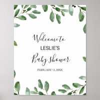 Bienvenidos a Baby Shower de Greenery Tropical Euc
