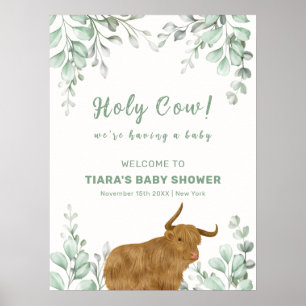 Póster Bienvenidos a Baby Shower de Holy Cow Rustic Boho