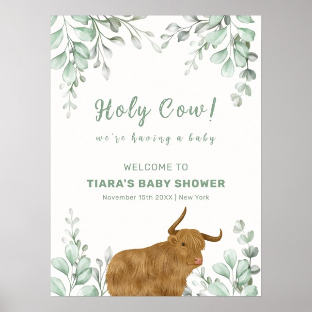 Póster Bienvenidos a Baby Shower de Holy Cow Rustic Boho  (Frente)
