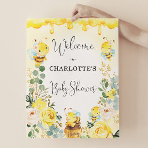Póster Bienvenidos a Baby Shower de Honey Bee Summer Yell