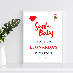 Póster Bienvenidos a Baby Shower de Invierno de Santa Beb