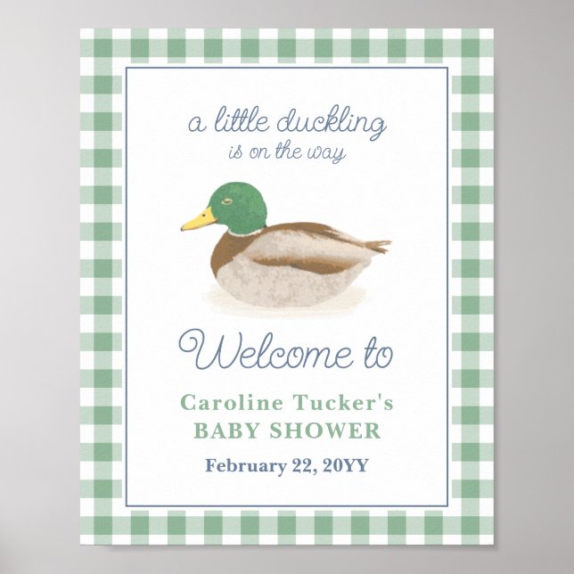 Póster Bienvenidos a Baby Shower de la caza del pato Mall (Frente)