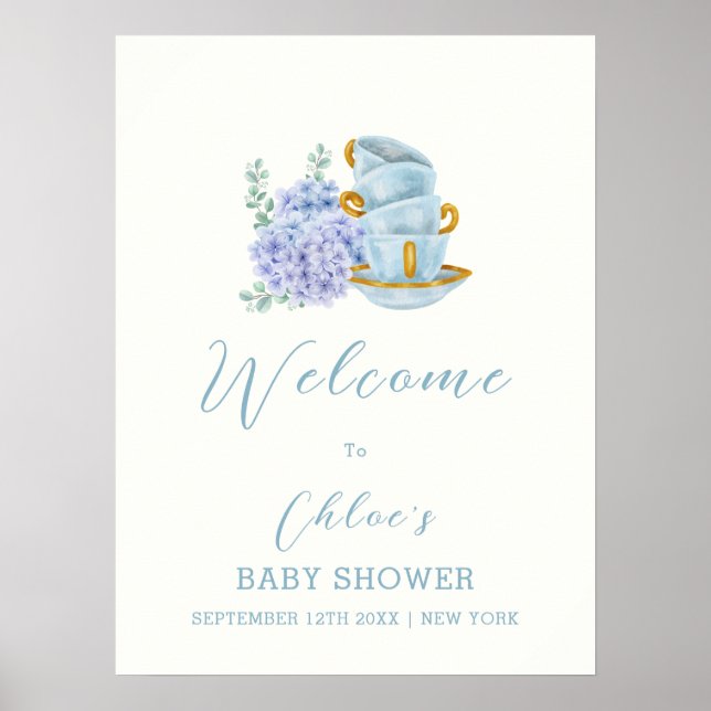 Póster Bienvenidos a Baby Shower de la cosecha de té de H (Frente)