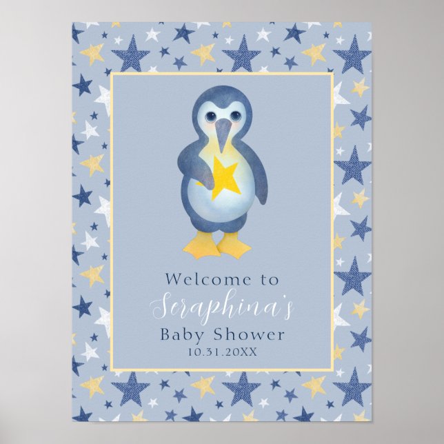 Póster Bienvenidos a Baby Shower de la estrella de invier (Frente)