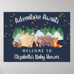 Póster Bienvenidos a Baby Shower de la noche de los anima