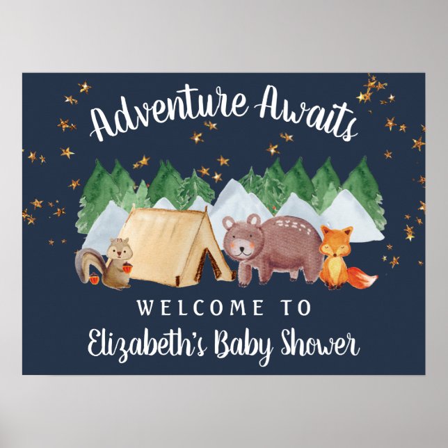 Póster Bienvenidos a Baby Shower de la noche de los anima (Frente)