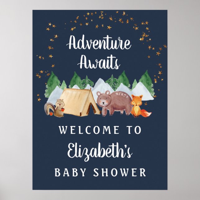 Póster Bienvenidos a Baby Shower de la noche de los anima (Frente)