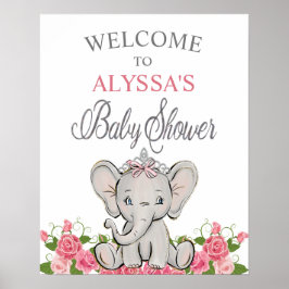 Póster Bienvenidos a Baby Shower de la princesa rosa Elep