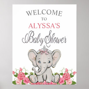 Póster Bienvenidos a Baby Shower de la princesa rosa Elep