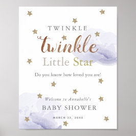 Póster Bienvenidos a Baby Shower de las estrellas de oro 