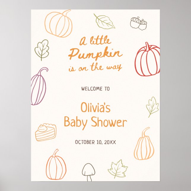 Póster Bienvenidos a Baby Shower de Little Pumpkin Fall D (Frente)
