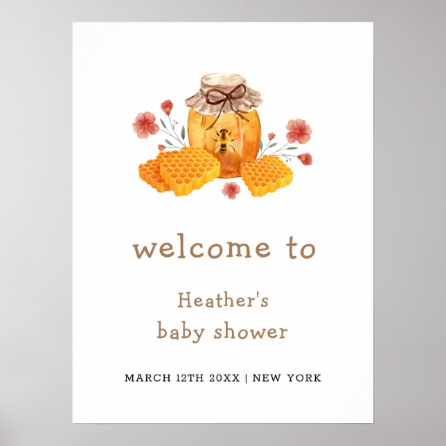 Póster Bienvenidos a Baby Shower de Little Wildflower Hon (Frente)
