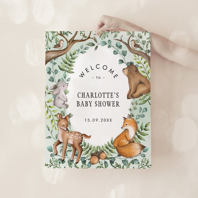 Póster Bienvenidos a Baby Shower de los Animales Forestal (Subido por el creador)