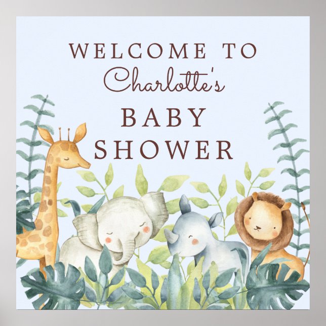 Póster Bienvenidos a Baby Shower de los chicos de Jungle  (Frente)