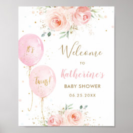 Póster Bienvenidos a Baby Shower de los Gemelos Florales