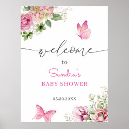 Póster Bienvenidos a Baby Shower de mariposa acuática