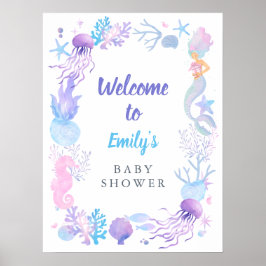 Póster Bienvenidos a Baby Shower de Mermaid Pastel