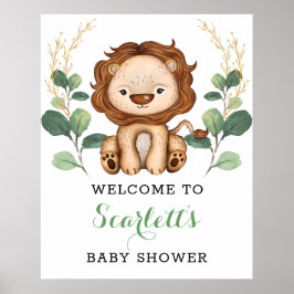 Póster Bienvenidos a Baby Shower de Modern Greenery Gold 